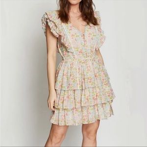 Anthropologie Love The Label Ines Floral Ruffle Tiered Dress